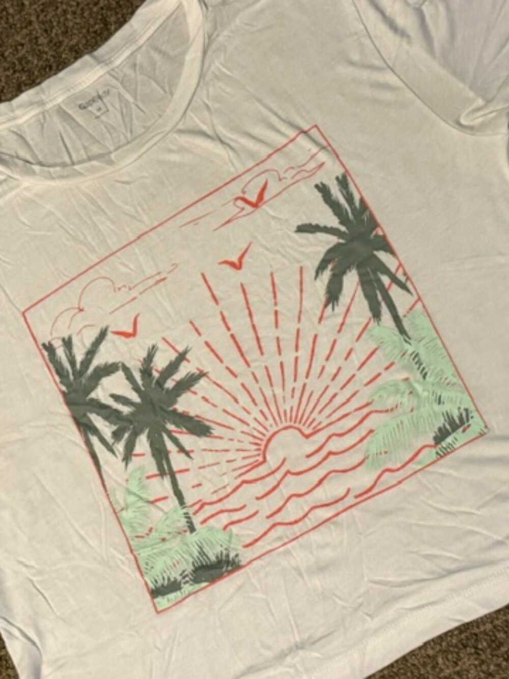(4 for $20) GAPBODY Boxy Night Shirts  - Sunset Palm Tree Print - M - EUC